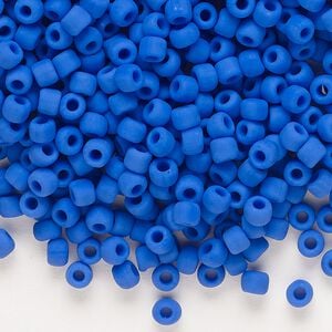 Seed bead, Dyna-Mites&trade;, glass, opaque matte medium blue, #6 round. Sold per 40-gram pkg.