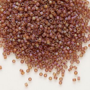 Seed bead, Delica&reg;, glass, pkg/7.5g, #11 round, translucent matte rainbow dark topaz (DB-0853).
