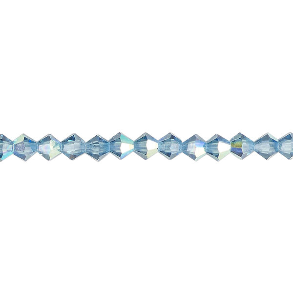 Bead 1pkg144 Malibu blue AB, Preciosa Czech crystal, 4mm bicone image number 0