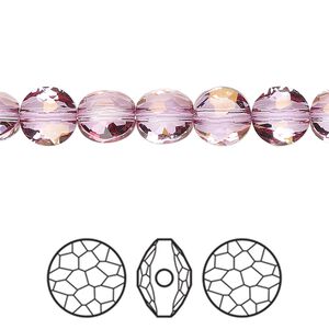 Bead 4pk dark rose, Crystal Passions&reg; 8mm puffed round 5034