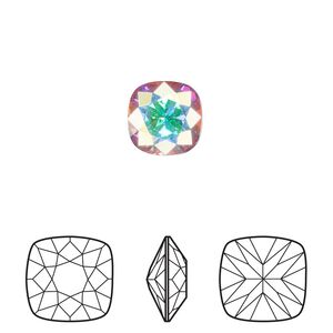 Fancy stone 2pk crystal AB foil back, Crystal Passions&reg; 10mm cushion 4470
