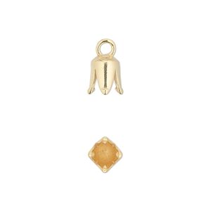 Cord end 1pkg2 gold-plated pewter, 8.5x6mm cone / 4mm inside diameter, JBB Findings