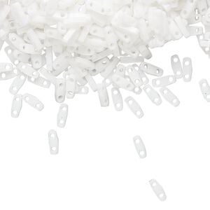 Seed bead, TILA&reg;, glass, pkg/250g, 5x1.2mm quarter tila rectangle, opaque white, (QTL-402).
