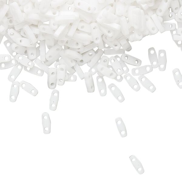 Seed bead, TILA&reg;, glass, pkg/250g, 5x1.2mm quarter tila rectangle, opaque white, (QTL-402). image number 0