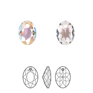 Drop 2pk crystal shimmer, Crystal Passions&reg; 11.5mm pendant elliptic cut 6438