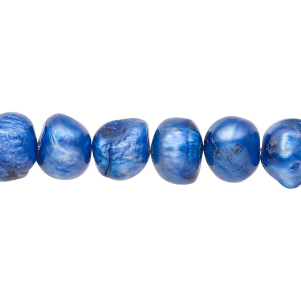 Freshwater pearl 1pkg1, semi-round, 15 inch royal blue 8-13mm cultured image number 0