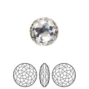 Round stone 48pk crystal clear foil back, Swarovski&reg; 14mm fancy round 1383