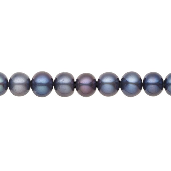 Freshwater pearl 1pkg1, semi-round, 15.5-16 inch blue-grass 6-7mm cultured image number 0