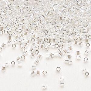 Seed bead, Delica&reg;, glass, pkg/7.5g, #15 round, translucent luster crystal clear (DBS-0050).