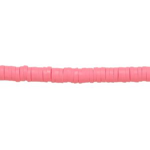 Bead, polymer clay, opaque bright pink, 4x1mm heishi. Sold per pkg of (2) 15-1/2" to 16" strands.