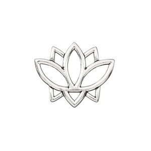 Link, TierraCast&reg;, "Make a Statement" collection, antique silver-plated pewter, 23x19mm double-sided open lotus with renewal theme. Sold per pkg of 2.