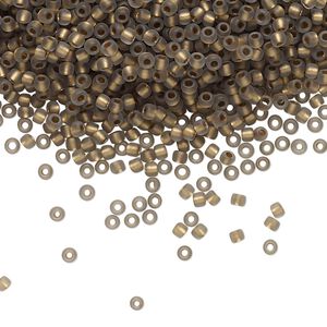 Seed bead, TOHO BEADS&reg;, glass, pkg/50g, #11 round, translucent gold-lined frosted black diamond (TR-11-999F).