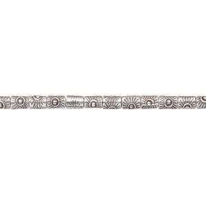 Bead 1pkg1 sterling silver, 4x3mm tube sun, antiqued 8 inch Hill Tribes