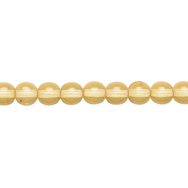 Bead, Czech dipped d&eacute;cor glass druk, melon, 6mm round. Sold per 16-inch strand. image number 0