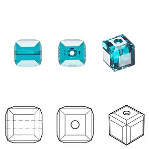 Bead 96pk blue zircon, Swarovski&reg; 8mm cube 5601
