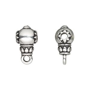 Bead, TierraCast&reg;, "Soulful Spirit" collection, antique silver-plated pewter (tin-based alloy), 12x9mm lotus guru with closed loop. Sold per pkg of 20.