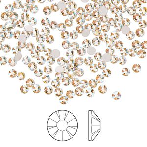 Flat back 1440pk gold quartz AB foil back, Preciosa MAXIMA Czech crystal rhinestone 2.5-2.7mm chaton rose round SS9