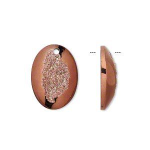 Drop, druzy "agate" (resin) (imitation), bronze, 20x14mm top-drilled domed oval. Sold per pkg of 4.