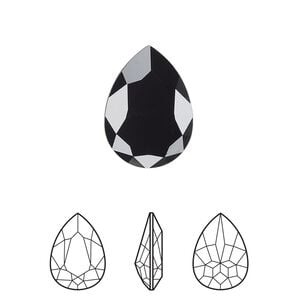 Fancy stone 1pk jet, Crystal Passions&reg; 18x13mm pear 4320