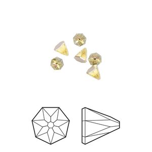 Flat back 6pk light topaz shimmer foil back, Crystal Passions&reg; 4mm round spike 2019