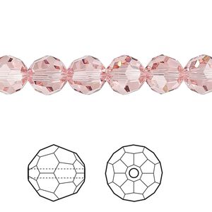 Bead 12pk light rose, Crystal Passions&reg; 8mm round 5000