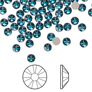 Flat back 1440pk blue zircon foil back, Swarovski&reg; 3.8-4mm rose round SS16 2088
