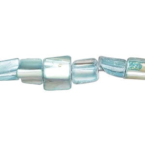 Mother-of-pearl shell 1pkg1, triangle tube bead 15 inch powder blue 7x5mm-15x8mm