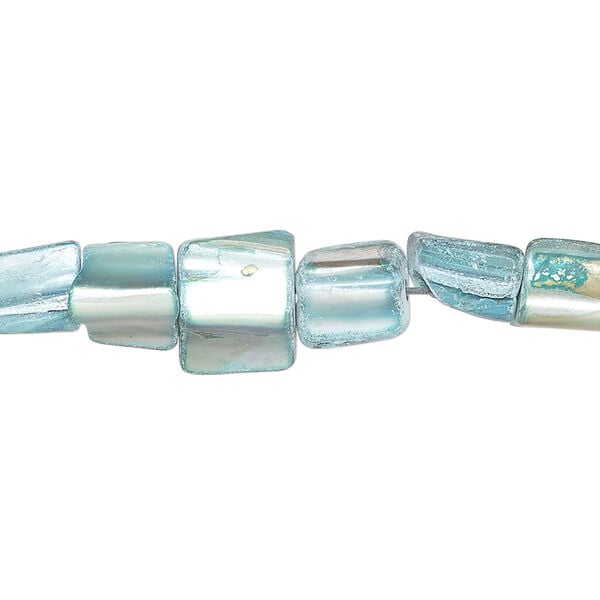Mother-of-pearl shell 1pkg1, triangle tube bead 15 inch powder blue 7x5mm-15x8mm image number 0