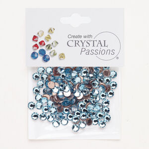 Flat back 1pkg144 aquamarine foil back, Crystal Passions&reg; rhinestone 4.60-4.80mm hotfix round SS20