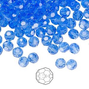 Bead 576pk sapphire, Preciosa Czech crystal 5mm round