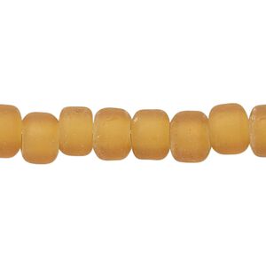 Bead, glass, translucent matte amber-yellow, 9x7mm crow. Sold per 24-inch strand.