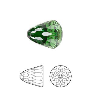 Bead 1pk dark moss green, Crystal Passions&reg; 15x13.5mm dome large 5541