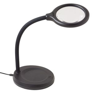 Lamp, Carson&reg;, DeskBrite&trade; 300, glass, acrylic and aluminum, black and clear, 13x9mm with 4-1/2 inch 2x magnifying lens and 5x inset lens. Sold individually.