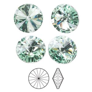Chaton 4pk chrysolite foil back, Preciosa MAXIMA Czech crystal rhinestone 14mm rivoli