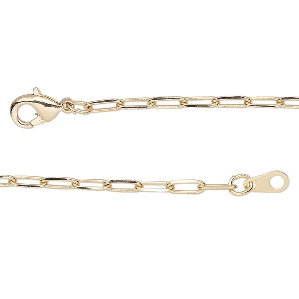 Chain 1pkg1 paperclip, 2.4mm / lobster claw clasp, gold-finished brass 18 inch image number 0