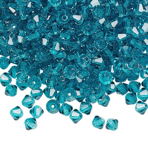 Bead 48pk blue zircon, Preciosa Czech crystal 4mm bicone image number 0
