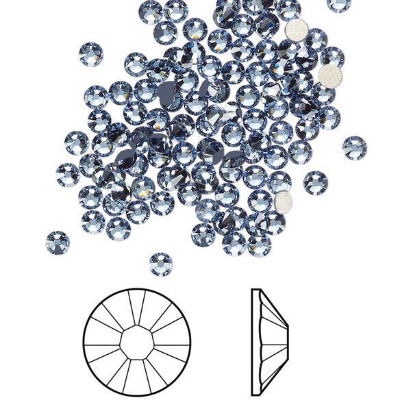 Flat back 1440pk denim blue foil back, Swarovski&reg; 2.5-2.7mm rose round SS9 2058 image number 0