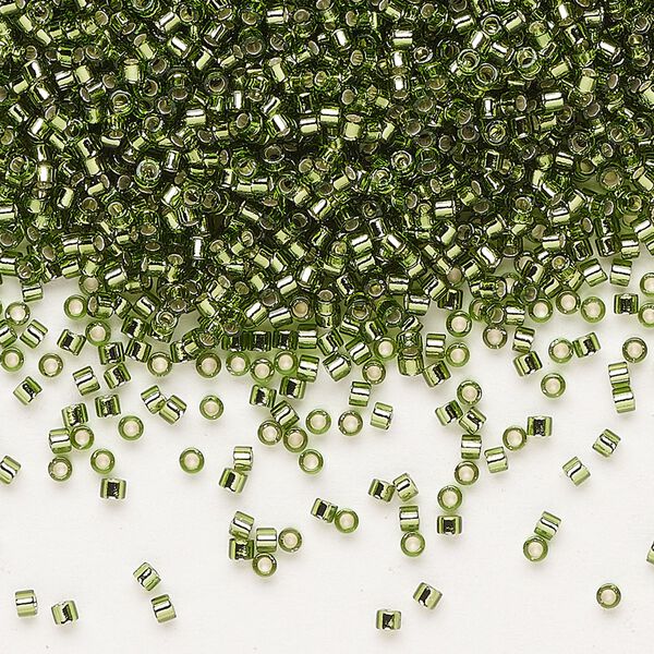 Seed bead, Delica&reg;, glass, pkg/250g, #11 round, transparent silver-lined olive green (DB-1207). image number 0