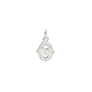 Charm, sterling silver, 10x8mm fancy block alphabet letter "O." Sold individually.