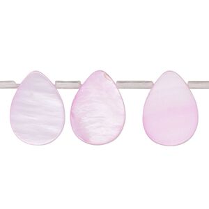 Mother-of-pearl shell 1pkg1, top-drilled flat teardrop bead 13 inch pink 14x6mm-16x10mm