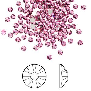 Flat back 1440pk rose foil back, Swarovski&reg; 2.5-2.7mm rose round SS9 2058