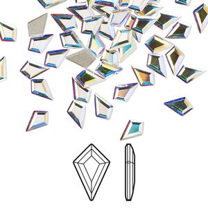 Flat back 288pk crystal AB foil back, Swarovski&reg; 6.4x4.2mm kite 2771