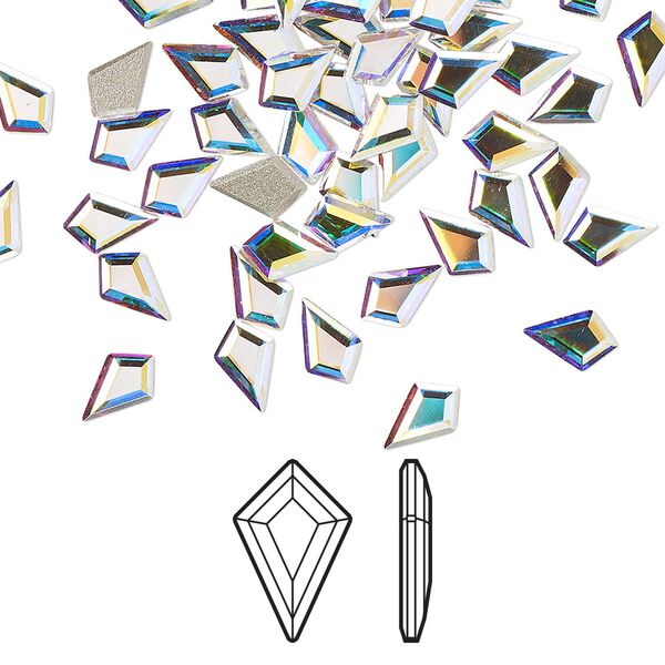 Flat back 288pk crystal AB foil back, Swarovski&reg; 6.4x4.2mm kite 2771 image number 0