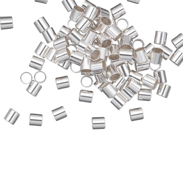 Crimp 1pkg100 sterling silver, 3mm seamless tube / 2.5mm inside diameter image number 0