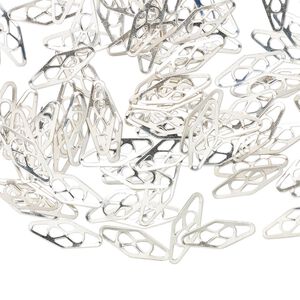 Plaque 1pkg10 sterling silver, 11x4mm
