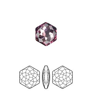 Fancy stone 2pk iris foil back, Crystal Passions&reg; 11.2x10mm thin hexagon 4693
