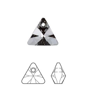 Drop 1pk crystal silver night, Crystal Passions&reg; 16mm pendant mini triangle 6628