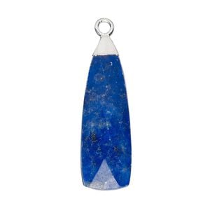 Drop 1pkg1, electroplated sterling silver and lapis lazuli (natural), 28x9mm hand-cut faceted paddle