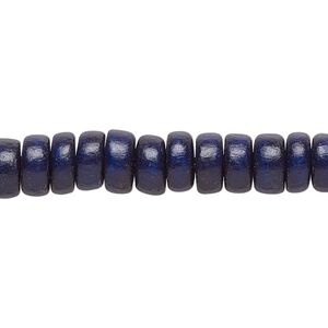 Bead 1pkg1, Taiwanese cheesewood (dyed / waxed), navy blue, 8x4mm rondelle, 15-1/2 to 16 inches.