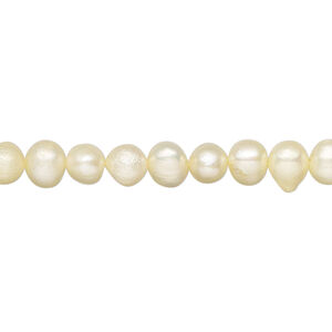 Freshwater pearl 1pkg1, semi-round, 15 inch daffodil 6-7mm cultured